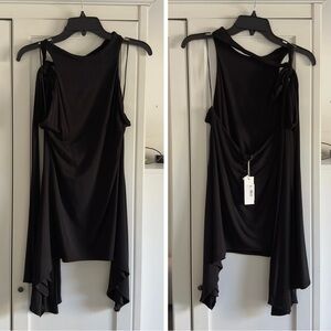 Naked Wardrobe Halter Mini Trapeze Dress in Black Size Large